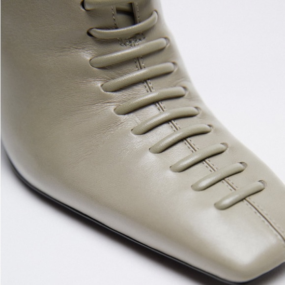 ZARA LACED LEATHER HIGH-HEEL ANKLE BOOTS - Picture 3 of 15